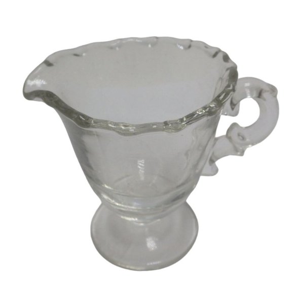Fostoria Creamer clear Glass tera Drop Beaded Edge Grannycore Vintage Wedding - Picture 1 of 7